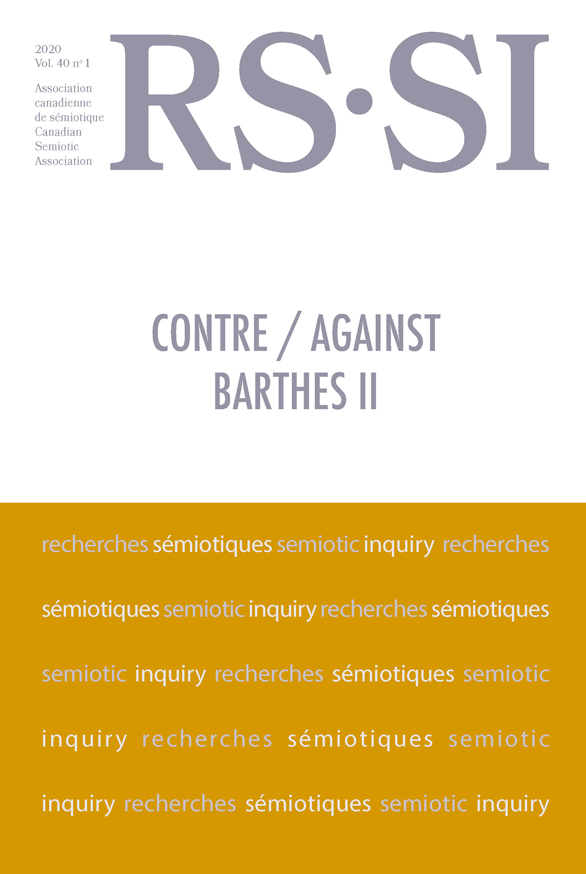 Recherches sémiotiques / Semiotic Inquiry : Contre Barthes